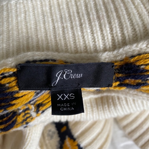 J. Crew Fair Isle Cream/Blue/Yellow  Rollneck Sweater, XXS - Picture 6 of 6